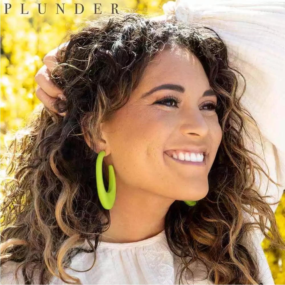 Plunder Design "Deedee" Earrings -  Lime green hoops!